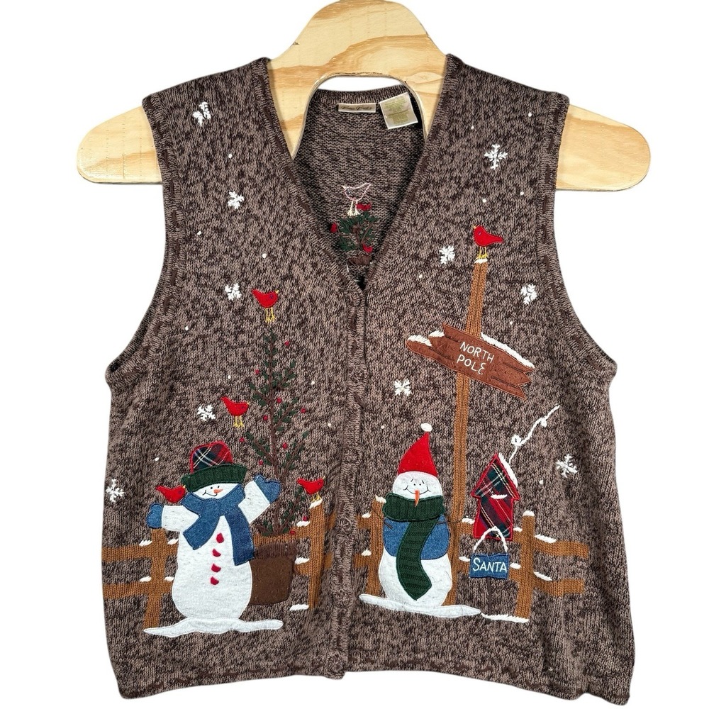 Vintage Bobbie Brooks Christmas Sweater Vest Womens 18W/20W Snowman Novelty
